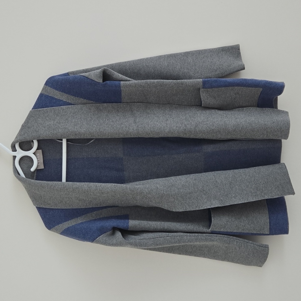 Gray and blue cardigan